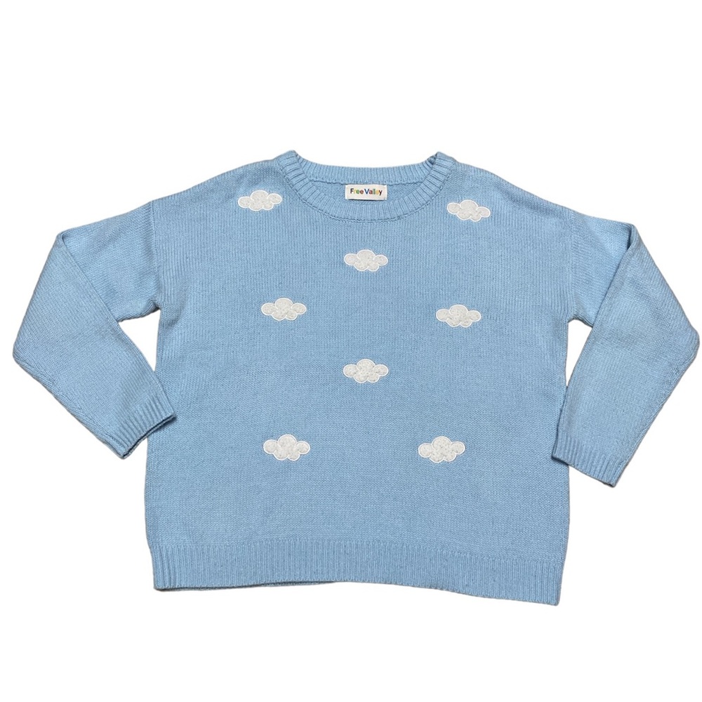 Free Valley Crewneck Sweater Women’s One Size Blue Cloud Pullover Long Sleeve